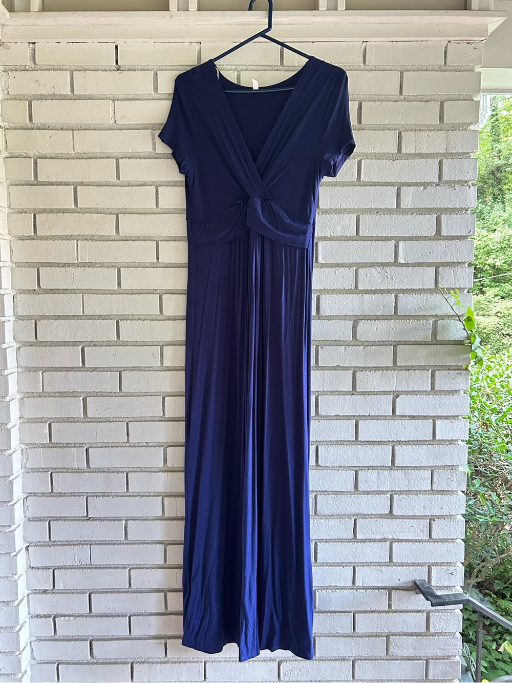 PinkBlush Navy Blue Faux Wrap Maternity Maxi Dress Size Medium